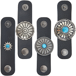 4Pcs 4 Styles PU Leather with Alloy Scarf Clips&nbsp;FIND-CL0001-78A