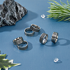6Pcs 6 Style Retro Stainless Steel Finger Rings Set&nbsp;RJEW-FI0001-15