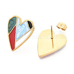 304 Stainless Steel Enamel Stud Earrings&nbsp;EJEW-T047-24-G