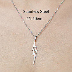 Non-Tarnish 201 Stainless Steel Hollow Lightning Bolt Pendant Necklace&nbsp;NJEW-OY001-80