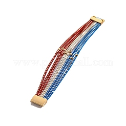 American Flag Style Red Blue White Imitation Leather Cord Bracelet&nbsp;PW-WG35B3F-01