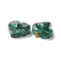 Transparent Resin Natural Malachite Jasper Dyed Chips Pendants&nbsp;G-E185-12G-13