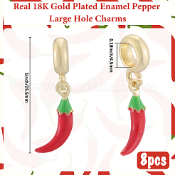 8Pcs Brass Red Enamel Vegetable European Dangle Charms&nbsp;OPDL-BBC0001-03G-01