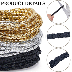 15M 3 Colors Braided Round Soft PU Imitation Leather Cords&nbsp;OCOR-CL0001-11B