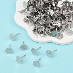 Tarnish Resistant 304 Stainless Steel Flat Round Blank Peg Stud Earring Findings&nbsp;STAS-S028-37
