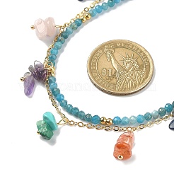 2Pcs 2 Style Natural & Synthetic Mixed Gemstone Chip Beaded Bib Necklaces Set&nbsp;NJEW-TA00106