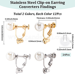24Pcs 2 Colors 316 Surgical Stainless Steel Clip-on Earring Converters Findings&nbsp;STAS-SC0010-34A
