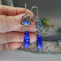 Trapezoid with Teardrop Alloy Dangle Earrings&nbsp;FS-WGDD1B5-01