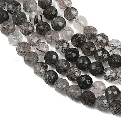 Natural Tourmalinated Quartz Beads Strands&nbsp;G-P615-A-4.5mm-02