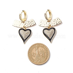 Clear Cubic Zirconia Heart Dangle Hoop Earrings&nbsp;EJEW-JE05081