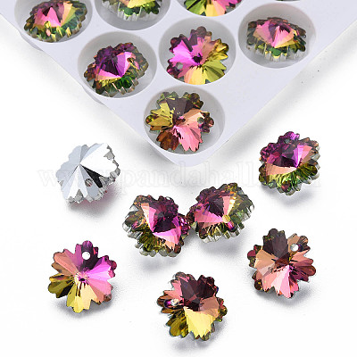 Electroplated Glass Charms&nbsp;EGLA-N006-015B-1