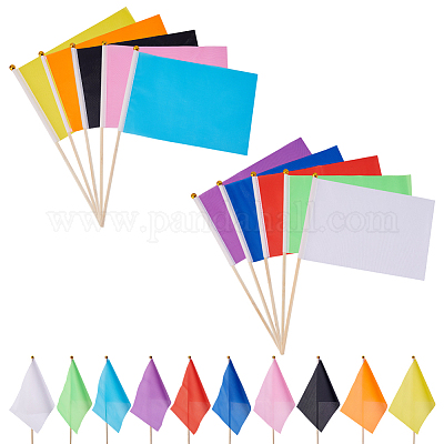 30Pcs 10 Colors Polyester & Plastic Flag&nbsp;AJEW-AR0005-24-1