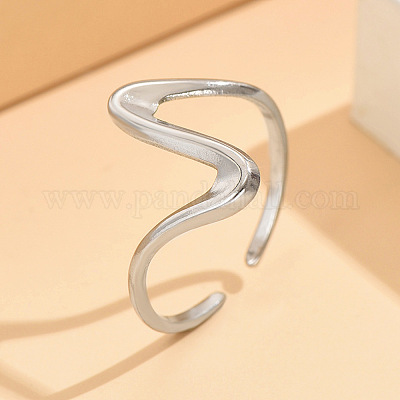 Wave 304 Stainless Steel Cuff Rings&nbsp;FS-WG0CC98-01-1