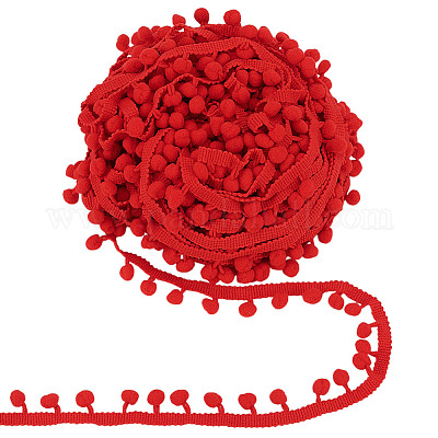 Polyester Pom Pom Ball Tassel Lace Ribbon&nbsp;DIY-WH0683-63A-1