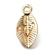 Alloy Pendants, Leaf with Letter Charm, Light Gold, Letter.V, 15.5x7.5x2.5mm, Hole: 1.5mm
