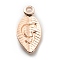 Alloy Pendants, Leaf with Letter Charm, Rose Gold, Letter.G, 15.5x7.5x2.5mm, Hole: 1.5mm