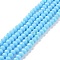 Electroplate Opaque Solid Color Glass Beads Strands, Half Rainbow Plated, Faceted, Rondelle, Sky Blue, 10x8mm, Hole: 1mm, about 60~61pcs/strand, 46~48cm