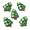 Christmas Theme Handmade Lampwork Beads, Christmas Trees, Medium Sea Green, 25~26.5x18.5~22.5x6.5~7.5mm, Hole: 1.6~1.8mm