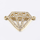 Brass Micro Pave Cubic Zirconia Links&nbsp;ZIRC-L071-08G-1