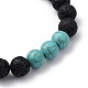 Synthetic Turquoise(Dyed)(Dyed) & Natural Lava Rock Beaded Stretch Bracelets&nbsp;BJEW-JB05415-03-2