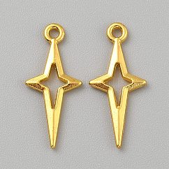 Alloy Pendants, Star Charms, Golden, 23x10x1.5mm, Hole: 1.6mm