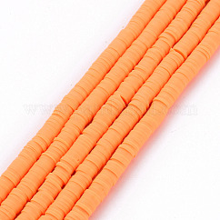Handmade Polymer Clay Bead Strands, Heishi Beads, Disc/Flat Round, Sandy Brown, 6x0.5~1mm, Hole: 2mm, about 320~447pcs/strand, 15.74 inch~16.92 inch