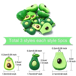 15Pcs 3 Styles Opaque Resin Fruit Pendants&nbsp;RESI-YW0001-72