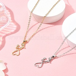 2Pcs 2 Colors Mom Daughter Hand in Hand Family Heart Alloy Pendant Necklaces&nbsp;NJEW-FS0001-10B