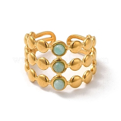 6Pcs 6 Style Leaf & Sun & Teardrop 304 Stainless Steel Open Cuff Rings Set&nbsp;RJEW-P092-06G-M