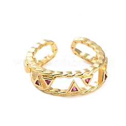 Rack Plating Brass Micro Pave Cubic Zirconia Open Cuff Rings for Women&nbsp;RJEW-U026-05G-01