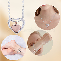 1Pc 304 Stainless Steel Heart Pendant Urn Ashes Necklaces&nbsp;NJEW-CN0001-19RGP