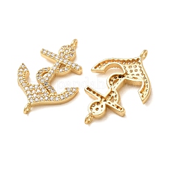 Brass Micro Pave Clear Cubic Zirconia Connector Charms&nbsp;CU-CBA4579-17G