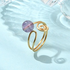 Natural Gemstone Cuff Open Rings&nbsp;RJEW-JR01071