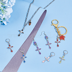 Alloy Enamel Religion Crucifix Cross Pendant Locking Stitch Markers&nbsp;HJEW-PH01839