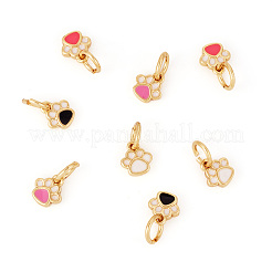 8Pcs 4 Colors Real 18K Gold Plated Brass Enamel Charms&nbsp;KK-TA0001-74