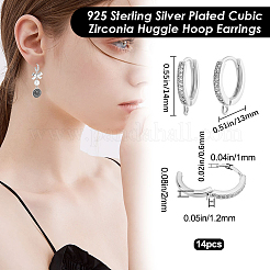 14Pcs Brass Micro Pave Clear Cubic Zirconia Hoop Earring Findings&nbsp;ZIRC-BBC0003-48