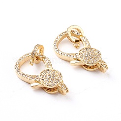 Brass Micro Pave Clear Cubic Zirconia Lobster Claw Clasps&nbsp;ZIRC-I043-37G