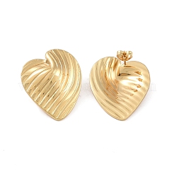 Stripe Heart 304 Stainless Steel Stud Earrings for Women&nbsp;EJEW-K278-26G