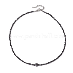 3mm Faceted Round Natural Black Spinel Beaded Necklaces&nbsp;NJEW-JN05126