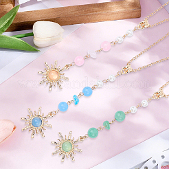 3Pcs 3 Colors Zinc Alloy Sun Pendant Decorations&nbsp;AJEW-SC0031-24