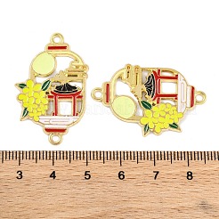 Rack Plating Alloy Enamel Oval Connector Charms&nbsp;FIND-M020-07G-01