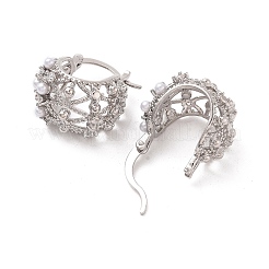 Rack Plating Brass ABS Imitation Pearl Hoop Earrings&nbsp;EJEW-M029-04P