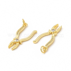 Rack Plating Brass Micro Pave Cubic Zirconia Tool Pendants&nbsp;KK-I699-13G