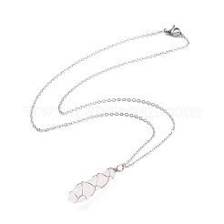 Natural Gemstone Bullet Pendant Necklaces&nbsp;NJEW-JN03870