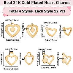 48Pcs 4 Style 201 Stainless Steel Charms&nbsp;STAS-BBC0003-14
