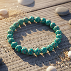 Crackle Synthetic Imperial Stone Round Beaded Stretch Bracelets for Women&nbsp;IQ5974