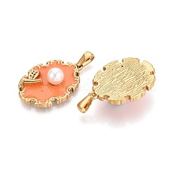 304 Stainless Steel & Enamel & ABS Imitation Pearl Pendants&nbsp;STAS-T072-91A-G