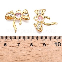 Brass Pave Clear Cubic Zirconia Pendants&nbsp;KK-T073-01G