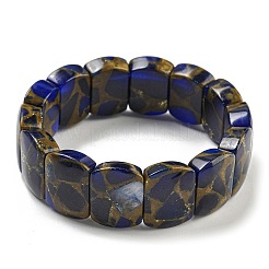 Synthetic Rectangle Gold Clinquant Stone Stretch Bracekets&nbsp;G-P549-01