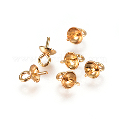 PVD Vacuum Plating 304 Stainless Steel Cup Pearl Peg Bails Pin Pendants&nbsp;STAS-I120-54A-G